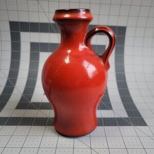 Share 1960s Mid Century Modern MCM Red Keramik Fat Lava Vase West Germany Pitche